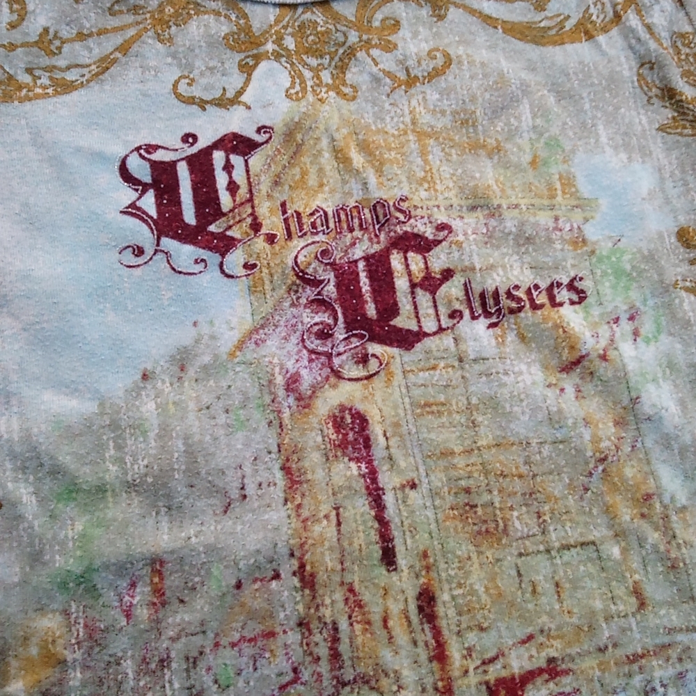 Crew Neck Short Sleeve Eccentric Pattern T-shirt Top - Picture 5 of 11